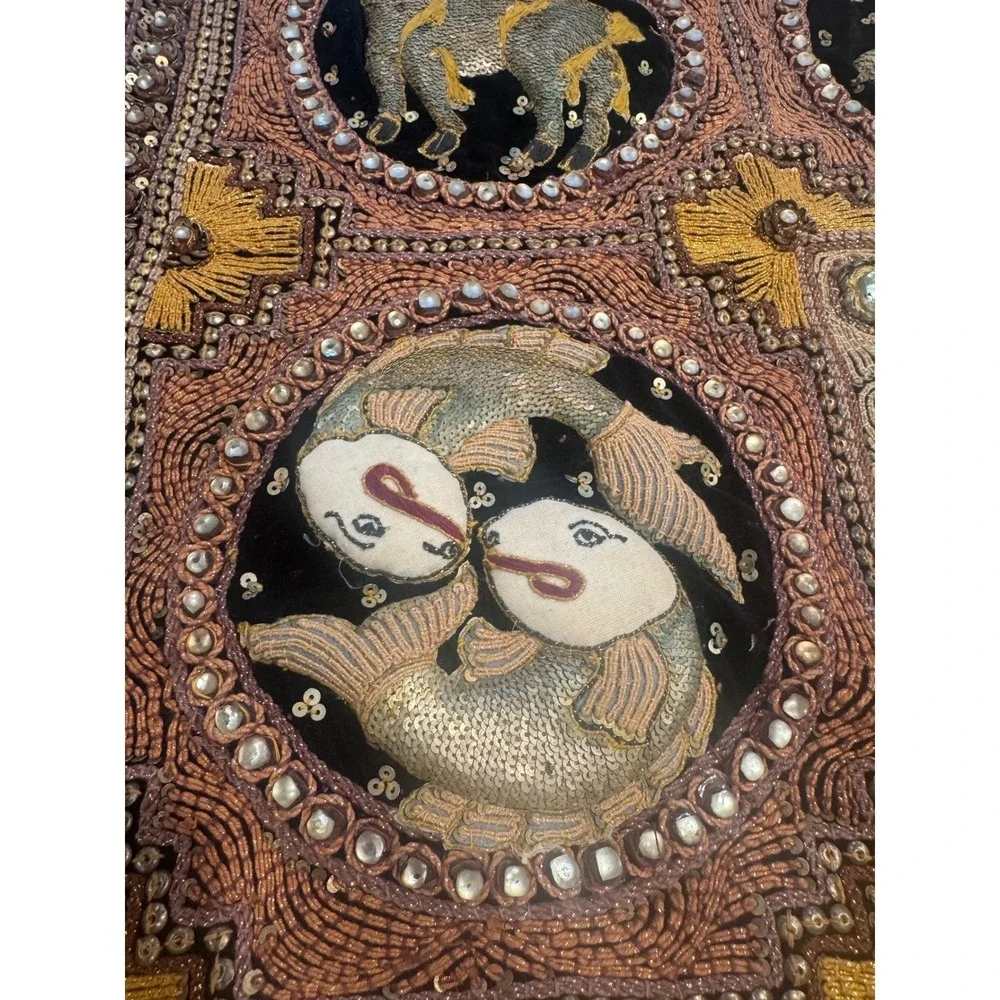 Vintage Burmese Kalaga Shwe Chi Doe Hand Embroidered Tapestry 46